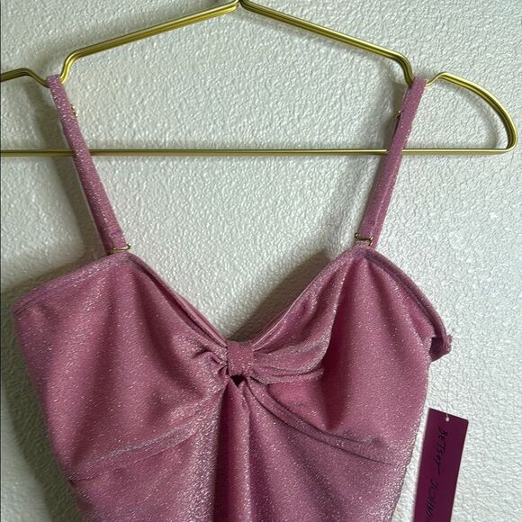 NWT- Betsy Johnson- Barbie Pink Metallic one piece swimsuit - Medium - Picture 3 of 11